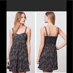 Anthropologie Lilka Jacquard Chemise Black Dress